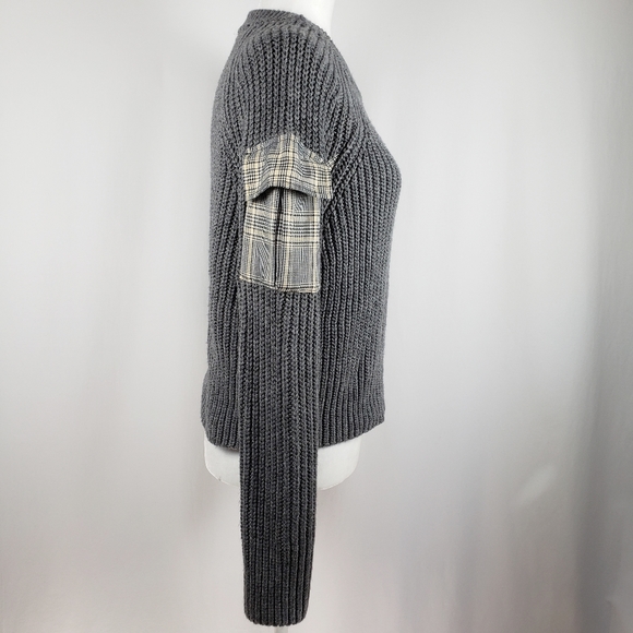 Zara Crew Neck Chunky Knit with Plaid details - Picture 7 of 10